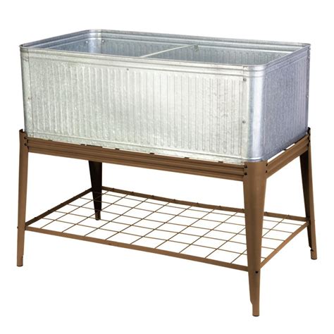 raised galvanized planter with stand